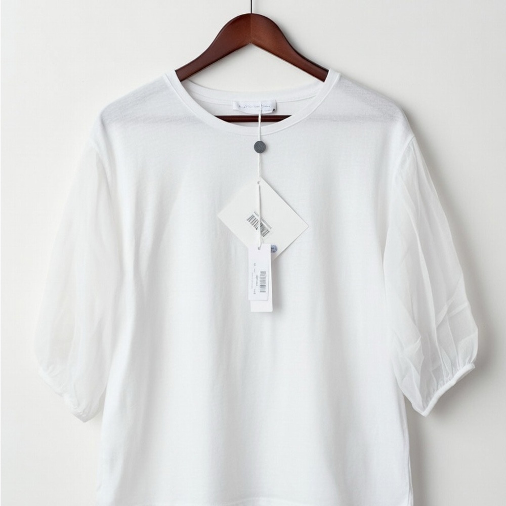 BLU BIANCO Elegant White Sheer Sleeve Top